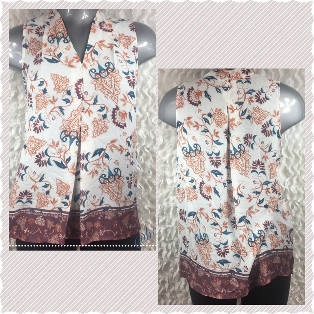VIOLET + CLAIRE | Boho Floral Sleeveless Blouse